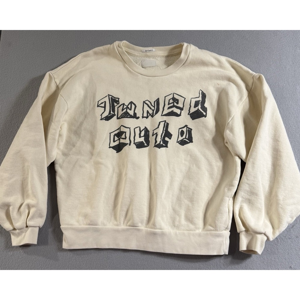 Mother The Drop Square Tuned Out Sweater White XSmall Knit Graphic Print Cotton